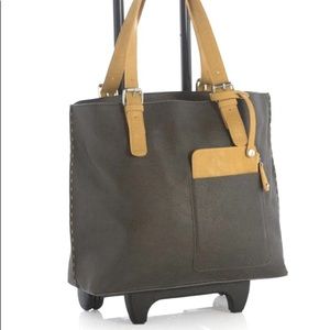 Grey and mustard roller bag